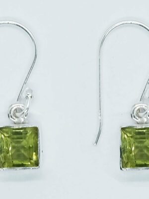 Silver Earring Sq Cut Peridot