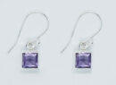 Silver Earring Sq Cut Amethyst
