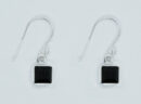 Silver Earring Sq Cut Onyx