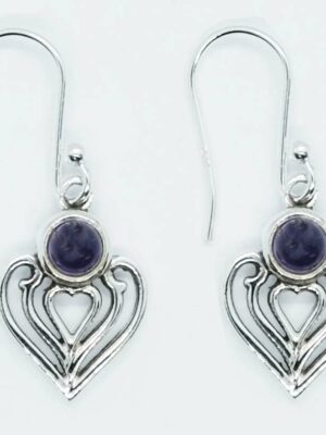 Silver Earring Heart Amethyst