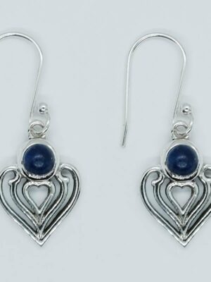 Silver Earring Heart Lapis