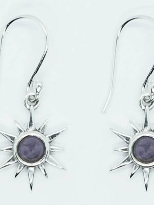 Silver Earring Star Amethyst