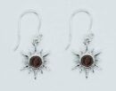 Silver Earring Star Garnet