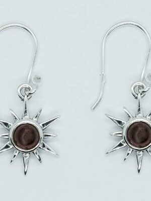 Silver Earring Star Garnet