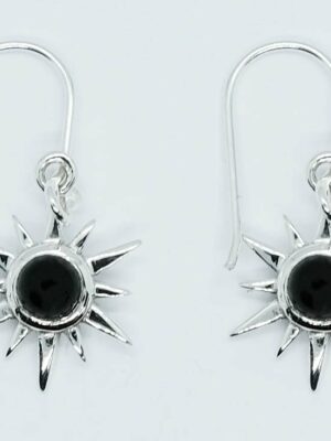 Silver Earring Star Onyx