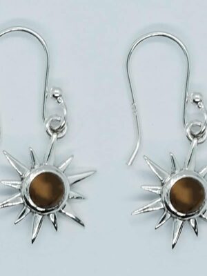 Silver Earring Star Tiger Eye