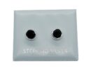 Silver Stud Round Cut Onyx