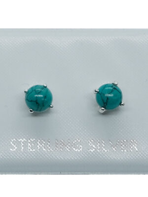 Silver Stud Round  Turquoise