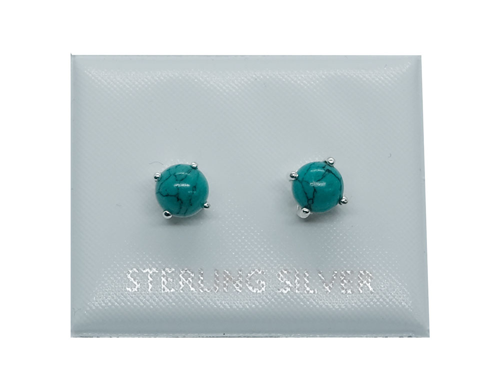 Silver Stud Round Turquoise
