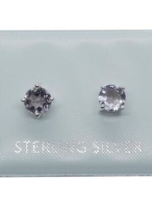 Silver Stud Round Cut Amethyst