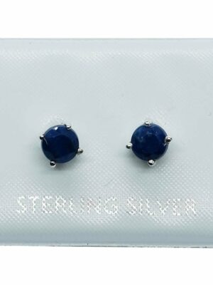 Silver Stud Round Cut Lapis
