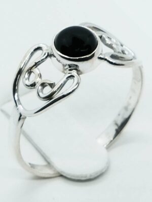 Silver Ring Hearts Onyx