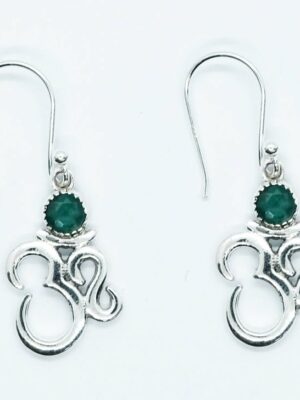Silver Earring Om Emerald