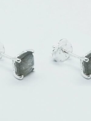 Silver Stud  Cut Labradorite