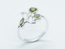 Silver Ring Leaves Peridot Cut