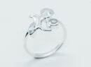 Silver Ring Leaves Blue Topaz