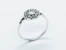 Silver Ring Flower Rose Quartz