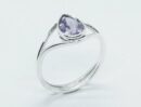 Silver Ring Pear Cut Amethyst