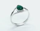 Silver Ring Pear Cut Emerald