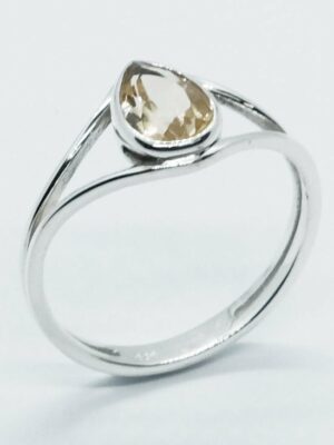 Silver Ring Pear Cut Citrine