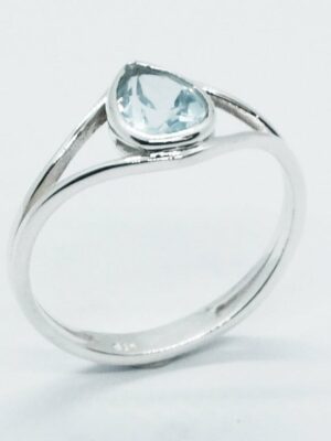 Silver Ring Pear Cut Blue Topaz