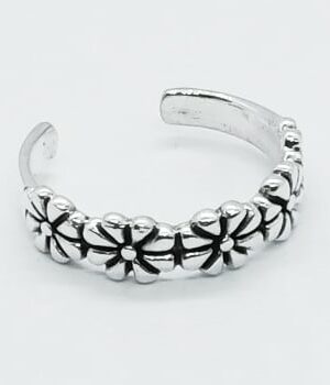Silver Toe Ring Flowers