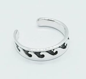 Silver Toe Ring Waves