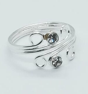 Silver Toe Ring Two Stones