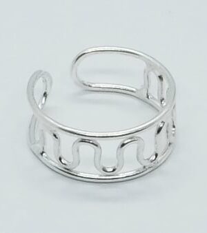 Silver Toe Ring Wavy Cut