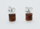 Silver Amber Stud Square 1g 8mm
