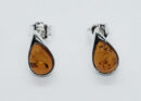 Silver Amber Stud Teardrop 1.7g