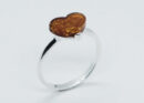 Silver Amber Ring Heart 2.1g