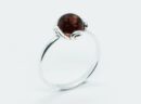 Silver Amber Ring Round 2.3g