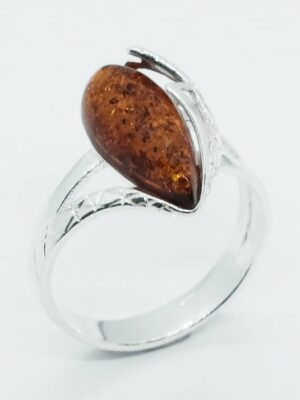 Silver Amber Ring Drop 3.25g