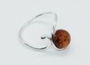 Silver Amber Ring Round 1.8g