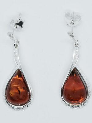 Silver Amber Earring Drop 4g