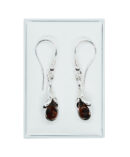 Silver Amber Earring Teardrop 3g