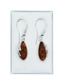 Silver Amber Earring Drop With Side 3g