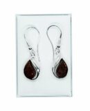 Silver Amber Earring Teardrop 2.8g