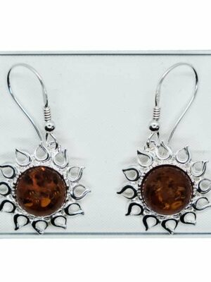Silver Amber Earring Sun 3.9g