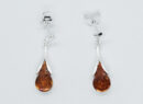 Silver Amber Earring Teardrop 2.7g