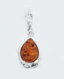 Silver Amber Pendant Teardrop