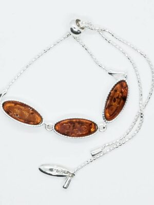Silver Amber Bracelet Oval
