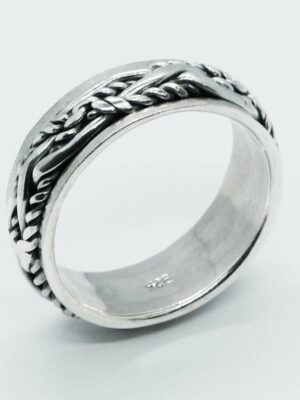 Silver Ring Band Rope Design