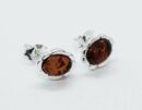Silver Amber Stud Oval 1.9g