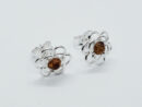 Silver Amber Stud Flower 1.56g