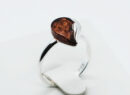 Silver Amber Ring Teardrop 2.15g