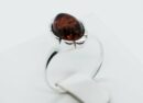 Silver Amber Ring Oval 2.8g