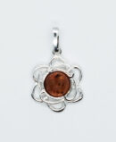 Silver Amber Pendant Flower 1g