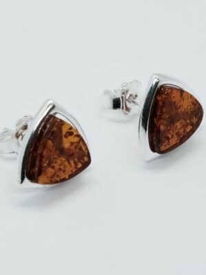 Silver Amber Stud Triangle 2.36g